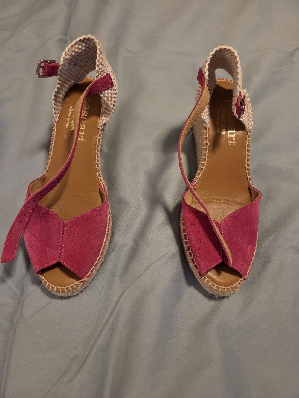 Pink Suede Espadrille Sandals with Ankle Strap